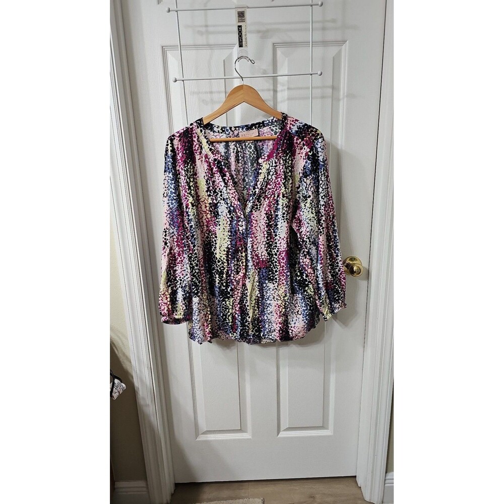 Philosophy Woman Plus Size 2X Abstract Floral Print V-Neck Blouse